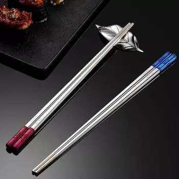 1 пара палочек для еды, устойчивых к плесени, экономящих труд, из стали 316L, удобные китайские кухонные принадлежности с иероглифами Фу серебряный