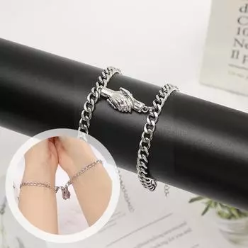 1 пара пар держатся за руки магнитные браслеты украшения дружба цепочка модный браслет валентинки ювелирные изделия подарок для женщин мне K9t3