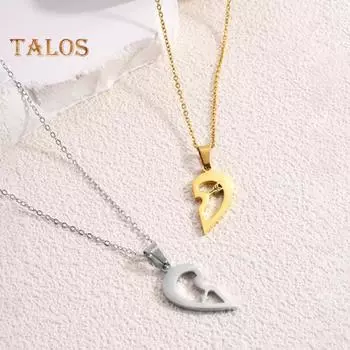 1 пара парных ожерелий, романтический символ любви, парные ожерелья в форме сердца, подарок на День святого Валентина, годовщину, жену, девушку, свидание, повседневная одежда, шея золотистый/серебряный