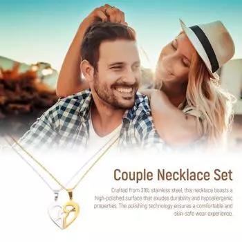 1 пара парных ожерелий, романтический символ любви, парные ожерелья в форме сердца, подарок на День святого Валентина, годовщину, жену, девушку, свидание, повседневная одежда