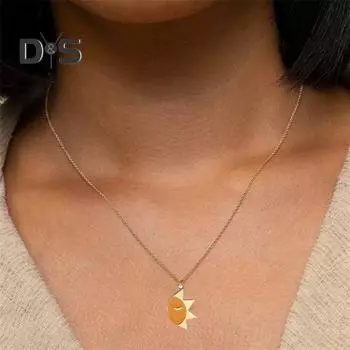 1 пара парных ожерелий с подвеской в виде Луны и Солнца, романтическая любовь, символическое ожерелье из сплава на ключицу, подарок на годовщину, украшения на шею 1 Pair