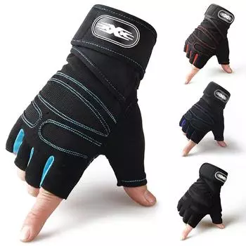 1 пара перчаток для фитнеса с половиной пальцев и защитой запястья, нескользящие дышащие перчатки для велоспорта, спортивное тренировочное оборудование XL синий