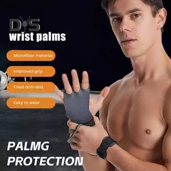 1 пара перчаток для фитнеса с тремя пальцами для мужчин и женщин, перчатки для фитнеса с регулируемым ремешком на запястье для тренировок в спортзале, подтягиваний и тяжелой атлетики M