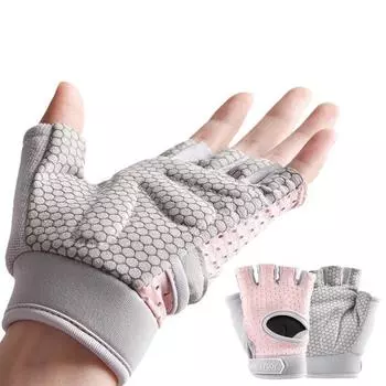 1 пара перчаток для фитнеса с застежкой-лентой, амортизирующие удары на половину пальца, силовые тренировки, велоспорт S