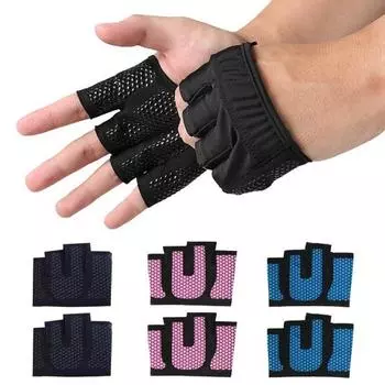 1 пара перчаток для йоги и фитнеса, легкие дышащие, противоскользящие, эластичные, впитывающие пот, тяжелые спортивные перчатки для тренировок с половиной пальца S розовый