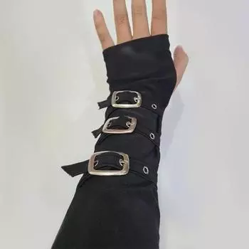 1 пара перчаток для косплея с регулируемыми пряжками, без пальцев, противоскользящие, однотонные, в стиле панк