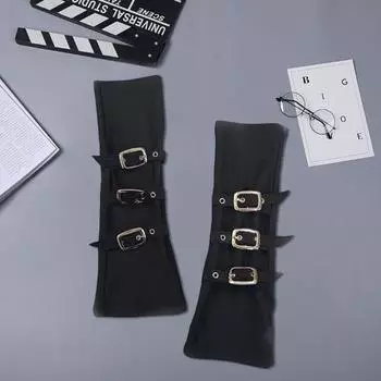 1 пара перчаток для косплея с регулируемыми пряжками, без пальцев, противоскользящие, однотонные, рабочие рукава в стиле панк