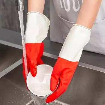 1 пара перчаток для мытья посуды, нескользящие дышащие водонепроницаемые, устойчивые к проколам, маслостойкие перчатки для бытовой чистки S красный