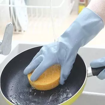 1 пара перчаток для мытья посуды, ультрамягкие перчатки для защиты рук, водонепроницаемые латексные перчатки для мытья посуды для ежедневного использования M синий