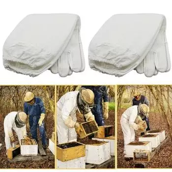 1 пара перчаток для пчеловодства, дышащие устойчивые к проколам перчатки из искусственной овчины с защитой от пчел, длинные сетчатые перчатки против укуса пчел, рабочий инструмент 2XL жёлтый