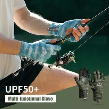 1 пара перчаток для рыбалки, дышащие, полые, противоскользящие, эластичные, с 5 вырезами, летние перчатки для занятий спортом на открытом воздухе, велоспорт, защита от УФ-лучей, солнцезащитные перчатки XL синий