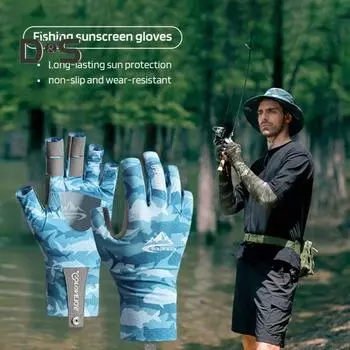 1 пара перчаток для рыбалки, дышащие, полые, противоскользящие, эластичные, с 5 вырезами, летние перчатки для занятий спортом на открытом воздухе, велоспорт, защита от УФ-лучей, солнцезащитные перчатки XL зелёный
