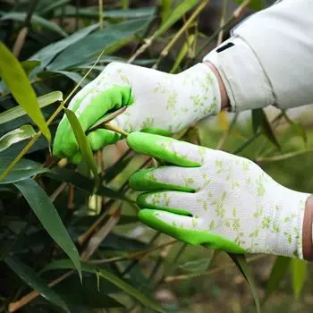 1 пара перчаток для садоводства, водонепроницаемые латексные перчатки с эластичным запястьем, цветочный принт, защитные перчатки против порезов, для посадки, прополки, сбора фруктов фиолетовый