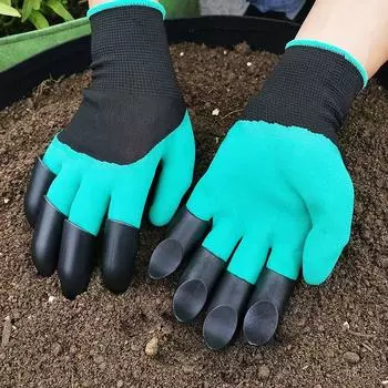 1 пара перчаток для садовых работ, бытовые перчатки из латекса, устойчивые к укусам, нескользящие, дышащие перчатки с когтями, защита для рук при садоводстве