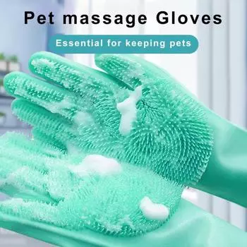 1 пара перчаток для стирки, нескользящий защитный инструмент для очистки рук, отличный силиконовый инструмент для мытья посуды для дома серый