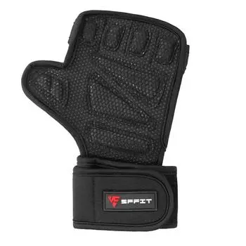 1 пара перчаток для тренажерного зала, фитнеса и кроссфита с силиконовыми нескользящими запястьями для тяжелой атлетики, бодибилдинга, гантелей, защиты ладоней S чёрный