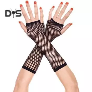 1 пара перчаток для выступлений, сетчатые, тонкие, высокоэластичные, без пальцев, тонкие, прозрачные, для косплея, клуба, вечеринок, фестивалей оранжевый