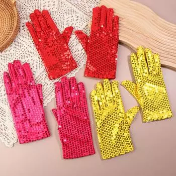 1 пара перчаток для выступлений в стиле панк с блестками, готические вечерние перчатки для клуба, костюм для танца живота жёлтый