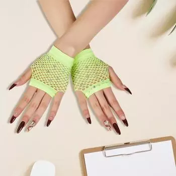 1 пара перчаток для выступов, сетчатые, тонкие, со стразами, высокая эластичность, без пальцев синий