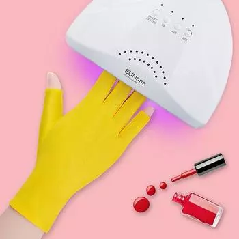 1 пара перчаток для защиты от УФ-излучения, перчатки для защиты от УФ-лучей, гель для дизайна ногтей, анти-УФ-перчатки, УФ-светодиодная лампа, сушилка для ногтей, световой инструмент жёлтый