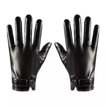 1 пара перчаток из искусственной кожи для взрослых, зимние теплые перчатки с плюшевой подкладкой и регулируемым запястьем, противоскользящие термоперчатки
