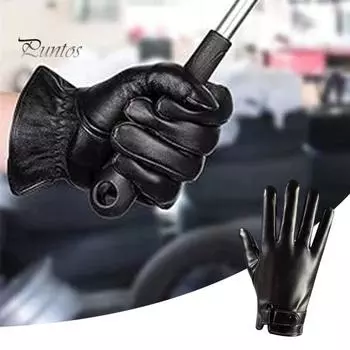 1 пара перчаток из искусственной кожи для взрослых, зимние теплые перчатки с плюшевой подкладкой и регулируемым запястьем, противоскользящие термоперчатки для сенсорного экрана, для вождения A