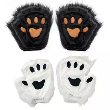 1 пара перчаток Kawaii Bear Paw Cat Paw, варежки без пальцев для косплея, перчатки для вечеринки на Хэллоуин, аксессуары для костюмов для вечеринок, подарки