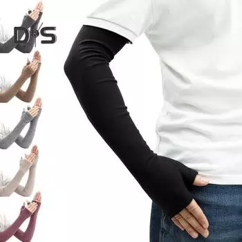 1 пара перчаток осень-зима без пальцев трикотажные высокоэластичные сенсорные нескользящие утеплители для рук длиной до локтя нарукавники сохраняют тепло ветрозащитные для велоспорта