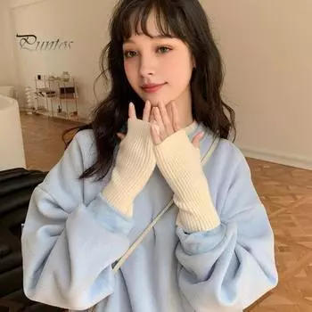 1 пара перчаток осень-зима с полупальцами, трикотажные, высокоэластичные, нескользящие, для письма и набора текста, перчатки для студентов, утеплители для рук, нарукавники, сохраняющие тепло бежевый