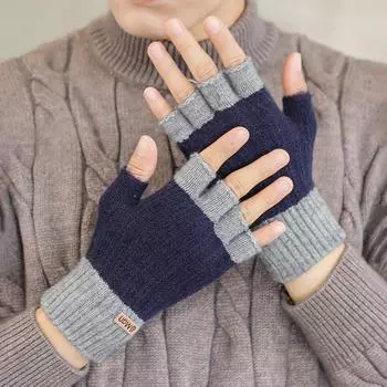 1 пара перчаток осень-зима, утолщенные плюшевые, подходящие по цвету, с полупальцами, ветрозащитные, теплые, эластичные, для использования в помещении и на открытом воздухе, для письма и печати One Size серый