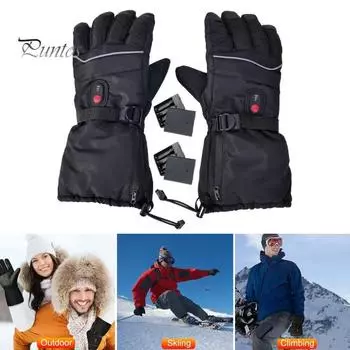1 пара перчаток с электроподогревом и батарейным отсеком, USB-интерфейсом, питанием от аккумулятора, 3 уровнями регулировки температуры, ветрозащитными, водонепроницаемыми чёрный
