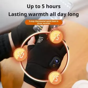 1 пара перчаток с подогревом и 3 температурными настройками, застегивающиеся на ленту, перезаряжаемые перчатки без пальцев с подогревом