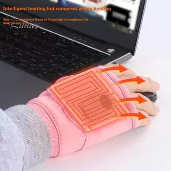 1 пара перчаток с подогревом, регулировка температуры, зимние теплые мягкие перчатки, портативные перезаряжаемые USB-перчатки с подогревом без пальцев 1 Set розовый