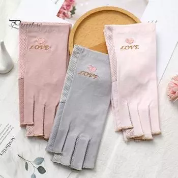 1 пара перчаток с половиной пальца, защита от ультрафиолета, вождение, рыбалка, кемпинг, тонкие гелевые перчатки для маникюра для женщин A