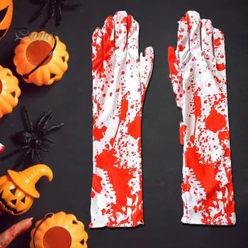 1 пара перчаток скелета на Хэллоуин с принтом руки призрака, светящиеся ночью, контрастные цвета, полные пальцы, ужасающие, один размер, унисекс, для косплея белый