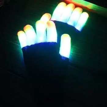 1 пара перчаток со светодиодной подсветкой для взрослых и детей, реквизит для вечеринок, трикотажная ткань для