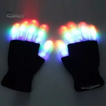 1 пара перчаток со светодиодной подсветкой для взрослых и детей, реквизит для вечеринок, трикотажная ткань для комфорта и тепла, светящиеся перчатки для праздников, мероприятий на открытом воздухе и в помещении, вечеринок A