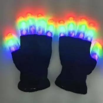 1 пара перчаток со светодиодной подсветкой для взрослых и детей, реквизит для вечеринок, трикотажная ткань для комфорта и тепла, светящиеся перчатки для праздников, мероприятий на открытом воздухе и в помещении, вечеринок A