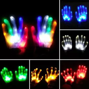 1 пара перчаток со светодиодной вспышкой и 6 режимами освещения, забавные светящиеся игрушки для вечеринок, дней рождения жёлтый