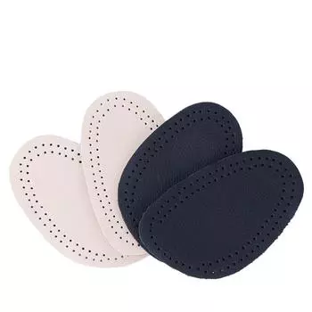 1 пара передней полуподушки из натуральной кожи для защиты ног, противоизносная подкладка половинного размера, передняя полуподушка из коровьей кожи, устойчивая к запаху и дышащая для мужчин и женщин Three rows of holes чёрный