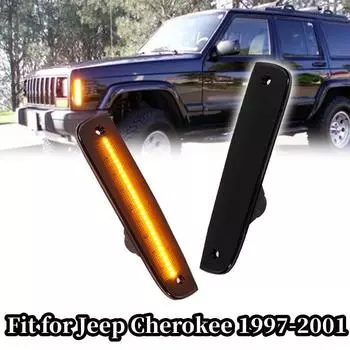 1 пара передних боковых габаритных фонарей автомобиля, угловой светодиодный желтый янтарный парковочный фонарь, подходящий для Jeep Cherokee 1997-2001 гг., ABS
