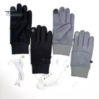 1 пара перезаряжаемых перчаток с подогревом для мужчин и женщин, водонепроницаемые перчатки с электроподогревом, силиконовые перчатки с сенсорным экраном для зимнего катания на лыжах, велоспорта A чёрный