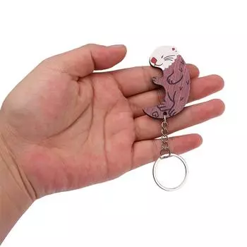 1 пара персонализированных парных головоломок, брелок для ключей, бирки для рюкзака, багажа, деревянный брелок в форме выдры, брелок с подвеской