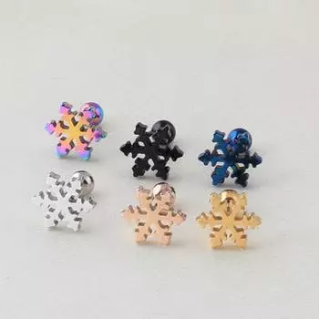 Титановые сережки в виде снежинок чёрный