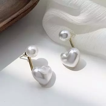 1 пара пирсинга, белые темпераментные женские серьги с искусственным жемчугом в форме сердца, изысканные серьги
