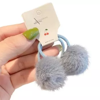 1 пара плюшевых резинок для волос с помпонами для девочек, милые дофаминовые резинки, детские маленькие резинки для волос, аксессуары для волос для прически пучок