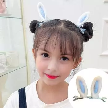 1 пара плюшевых заколок для волос с кроличьими ушками, заколка для волос с заячьими ушками, заколка для волос, аксессуары для волос для женщин и девочек, реквизит для фотосессии, подарок на день рождения, Рождественский подарок синий