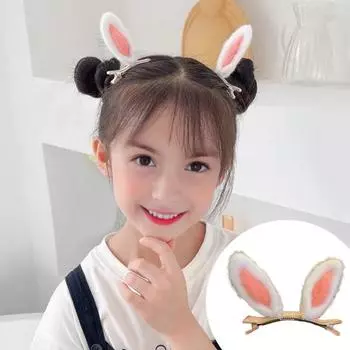 1 пара плюшевых заколок для волос с кроличьими ушками, заколка для волос с заячьими ушками, заколка для волос, аксессуары для волос для женщин и девочек, реквизит для фотосессии, подарок на день рождения, Рождественский подарок розовый