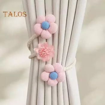 1 пара подхватов для штор в стиле бохо, подхваты для штор из натурального хлопка ручной работы с цветочным узором, подхваты для штор в стиле бохо своими руками 2pcs бежевый