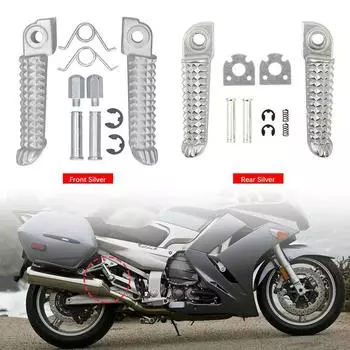 1 пара подножек для мотоцикла, подножки задние и передние, алюминиевые, серебристые, для Yamaha YZF R1 2002-2020 R6 2003-2020 YZF R6S R1M, аксессуары